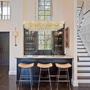 Rectangular Crystal Chandeliers for Dining Room,10 Lights Adjustable Height Oval Crystal Ceiling Light Fixture for Kitchen Island, Gold Finish, L36'' by CozyNest Decor