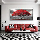 AJAZIKO Red Wall Art - Modern Framed Wall Art for Living Room - Red Tree Black and White Landscape Canvas Prints Posters & Prints for Home Office Bedroom Decorations - Large Wall Pictures 24×48IN by CozyNest Decor