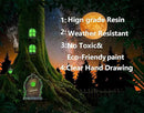 Resin Miniature Fairy Gnome Home Windows and Welcome Door with Fairy Lantern,Glow in Dark Art Sculpture for Trees Outdoor Indoor Garden Yard Wall Decorations by GreenHaven Gardens