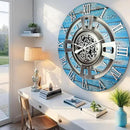 The Gears Clock Real Moving Gear Wall Clock England Line (Ocean Blue, 24 inches (60 cm)) by CozyNest Decor
