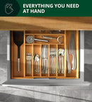 ROYAL CRAFT WOOD Luxury Bamboo Kitchen Drawer Organizer - Silverware Organizer, Utensil Holder & Cutlery Tray Drawer Dividers for Flatware (9 Slot, Natural) by CozyNest Decor