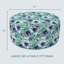 LVTXIII Indoor/Outdoor Inflatable Ottoman, D31 x H14 Inch Large Round Ottoman, All Weather Foot Rest Stool, Portable Footrest for Patio, Garden, Camping and Home - Blue Salmone Tropical by CozyNest Decor