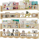 34Inch Nursery Bookshelves,Set of 4,Wall Floating Shelf Kids Coat Rack with 6Hooks,Hanging Book Shelf for Baby Nursery Room Décor， Patent Number: 29958098(Burlywood, 34) by TinyTreasures Baby Boutique