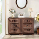 Farmhouse Night Stand Set of 2, 18" End Table with 3 Drawer Metal Handle, Dresser for Bedroom, Sofa Bed Side Table Chest of Drawers,Wood Nightstand Cabinet for Organizer, Living Room-Brown by CozyNest Decor