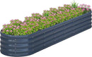 KFN 8x1.8x1FT Galvanized Raised Garden Bed,Raised Garden Bed Kit-Oval Metal Vegetable Box,Large Planter Flower Boxes Outdoor,Planting for Vegetables,Flower,Herb,Grey,0.7mm by GreenHaven Gardens