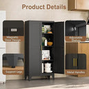 Metal Kitchen Pantry Storage Cabinet with 2 Doors and 3 Adjustable Shelves,Pantry Cabinet with Adjustable Leveling Foot for Kitchen, Living Room, Dining Room（Black） by CozyNest Decor