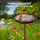 Metal Bird Bath for Outside with 2 Bird Decor, Hummingbird on Pole & Sparrow on Bowl, 38.5 Inch Height Garden Birdbath, 12 Inch Antique Bronze Freestanding Birdfeeder Bath for Yard Patio by GreenHaven Gardens