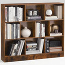 LEYAOYAO 10 Cube Bookshelf with Base,3 Tier Mid-Century Modern Grey Bookcase,Standing Wide Bookshelves Storage Organizer Shelf,Rustic Wood Display Cabinet Book Shelves for Bedroom,Living Room,Office by CozyNest Decor