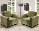 38.5 Oversized Accent Chair with Storage Green Corduroy Set of 2, Single Modern Accent Sofa Chair with Arms for Apartment Living Room (21" Deep Seat) by CozyNest Decor