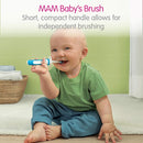 MAM Learn to Brush Set (1 Baby's Brush Toothbrush, 1 Training Brush, 1 Safety Shield), Baby Toothbrushes with Brushy The Bear, Interactive App, for Boys 5+ Months, Blue by TinyTreasures Baby Boutique