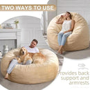 Hobestluk 6FT Bean Bag Chair Bean Bag Chairs for Adults Giant Bean Chairs with Velvet Cover, Memory Foam BeanBag Chair Fluffy BeanBag Chairs for Living Room, Bedroom- Khaki (70" x 70" x 15") by CozyNest Decor