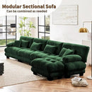 Modular Sectional Sofa, Comfy Cloud Couch 3 Seater Couch with Ottoman, Sectional Couches for Living Room, Modern Chenille L Shaped Couches, Sleeper Deep Seat Sofa with Throw Pillows, Green by CozyNest Decor