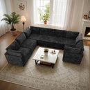 Modular Sectional Sofa with Chaise U Shaped Sectional Couch for Living Room, 7-Seater Comfy Cloud Couches, Plush Corduroy, Black by CozyNest Decor