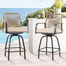 Outdoor Bar Stools Set of 2, Patio Swivel Counter Height Rattan Bar Stools, Patio Wicker Bar Swivel Chairs with Cushion, Outdoor Pool Bar Chairs for Backyard Garden Balcony w /360 Rotation by GreenHaven Gardens