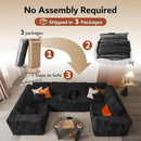 ovios Sectional Cloud Couch for Living Room, Modular Floor Sofa with Plush Corduroy, No Assembly Required, Big Comfy Couches Set with Fluffy Memory Foam, Stupendous U Shaped Sofas with Chaise, Beige by CozyNest Decor