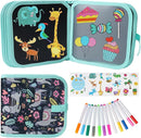 Erasable Doodle Set for Kids - Reusable Magic Drawing Book with 12 Watercolor Pens 14 Page Drawing, Road Trip Car Game Writing Painting Set for Boys and Girls (Sheep) by TinyTreasures Baby Boutique