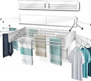 MODERN-X Wall Mounted Clothes Drying Rack with 6 Swivel arms, 35”Wide, 26 Linear ft of Laundry Drying Rack Space, 6 Collapsible Aluminum rods, 2X Drying Capacity, Space Organizer Holds up to 60lbs by CozyNest Decor