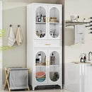 75” Tall Kitchen Pantry Storage Cabinet, Metal Storage Cabinet with 1 Drawer and Adjustable Shelves, Kitchen Pantry Cupboard, Freestanding Cupboard for Bathroom (White-4 Doors and 1 Drawer) by CozyNest Decor