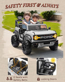 Licensed Ford Bronco Raptor 24V 2 Seater Kids Ride on Toys, Battery Powered Electric Ride on Car, Remote Control Electric Car w/Led Lights, Music, High Low Speed (24V, White) by TinyTreasures Baby Boutique