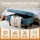 Ottoman Rectangular Storage Ottoman Bench, Flannel Footrest Stool Footstool with Lid for Living Room, Bedroom, Entryway, Light Blue, 28.5"x19"x17.5" by CozyNest Decor
