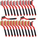 Wire Scratch Brush Set Soft Grip for Rust, Dirt & Paint Scrubbing with Deep Cleaning (24, 24PCS - 10PCS Stainless Steel Wire 10PCS Brass Wire and 4PCS Nylon Wire) by CozyNest Decor