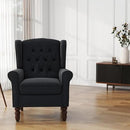 UIXE High Back Accent Chair, Upholstered Armchair in Fabric, Retro Wingback Arm Chair for Living Room, Comfy Single Sofa Bedroom Reading Seat with Solid Wood Legs - Black Blue by CozyNest Decor