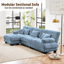 Modular Sectional Sofa, Comfy Cloud Couch 3 Seater Couch with Ottoman, Sectional Couches for Living Room, Modern Chenille L Shaped Couches, Sleeper Deep Seat Sofa with Throw Pillows, Blue by CozyNest Decor