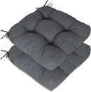 Aoodor 19" x 19" x 5" Tufted Outdoor Chair Cushions, Water Resistant & Fade Resistant Polyester Dining Chair Pads with 2 Straps for Patio Furniture, Set of 2 by GreenHaven Gardens