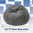 Hobestluk 4.5FT Bean Bag Chair Giant Bean Bag Chair with Filler Included Adult Bean Bag Chairs with Removable Cover for Bedroom Living Room - (Jumbo, Grey) by CozyNest Decor