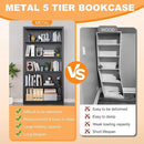 66" Tall Metal Bookcase, 5 Shelf Black Bookcase with Adjustable Shelves, Large Bookshelves and Bookcases, Modern Book Shelf Storage Organizer for Living Room, Home Office, Library (Black) by CozyNest Decor