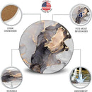 Emerson Coasters for Drinks Absorbent – Saucers Coffee Table Set of 6 with Holder, 100% Ceramic Wooden Tabletop Protection Marble Style, Non-Slip & Cork Bottom - Heavy Duty Drink Coasters (Crown) by CozyNest Decor