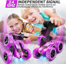 RC Cars, Purple Remote Control Car for Girls, 2.4 GHZ Double Sided RC Stunt Car 360° Rotating Remote Control Crawler with Headlights Car Toys for 6 7 8 9 10 11 12 Girls Birthday Gift by TinyTreasures Baby Boutique