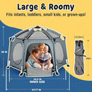 PRObebi Portable Pop Up Playpen for Babies and Toddlers - Grey Lightweight Outdoor Play Yard with Three Sun-Shade - Beach and Indoor Use with Travel Bag by TinyTreasures Baby Boutique
