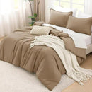 Litanika Taupe Comforter Set King Size, 3 Pieces Solid Bedding Comforter Set, All Season Fluffy Bed Set (104x90In Comforter & 2 Pillowcases) by CozyNest Decor