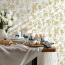 Dimoon 393"x17.3" Floral Wallpaper Peel and Stick Flowers Golden White Contact Paper Thicken Waterproof Modern Self Adhesive Plants Wallpaper Removable Wall Paper Shelf Vinyl Roll by GreenHaven Gardens
