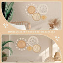 Boho Wall Basket Decor Set of 4 - Flat Woven Basket Wall Hanging Decor,Round Tassels White Macrame Tapestry Wall Decor Art,Handmade Rattan Wicker Seagrass Home Wall Baskets Decor(Wooden Beads Style) by CozyNest Decor