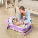 Collapsible Baby Bathtub for Infants to Toddler with Real-time Temp Monitor+Floating Cushion,Foldable Baby Bath Tub Set Applicable 0-36 Month,Portable Travel Bathtub for Newborns Girl (Purple) by TinyTreasures Baby Boutique