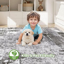 5x8 Area Rug Living Room: Machine Washable Large Abstract Modern Soft Rugs Stain Resistant Indoor Floor Non Slip Accent Carpet for Bedroom Nursery Playroom Dining Room Office Dorm Home- Black Grey by TinyTreasures Baby Boutique