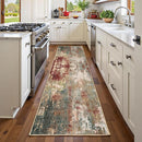 Washable Area Rugs 2'x6' Non-Slip Modern Abstract Soft for Living Room Entryway Bedroom Nursery, Print Pattern, Brown Rust Red Multi by TinyTreasures Baby Boutique