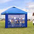 CROWN SHADES 10x10 Pop Up Canopy Tent with Game Netting - Beach Tent with One Push Setup - Outdoor Sun Shade for Events, Parties, Camping with STO-N-Go Cover Bag, Silver Coated Top, Blue by GreenHaven Gardens