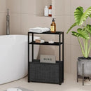 Narrow Side Table, Slim End Tables with Fabric Basket, Skinny Table for Small Spaces, Thin Bedside Table for Living Room, Bedroom (1, Ebony Black + Slate Gray) by CozyNest Decor