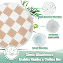 wegreeco Nursing Breast Pads (14 Pack) + Laundry Bag & Travel Storage Bag, 4.7 inch Option - Washable & Reusable Breastfeeding Nursing Pads (Light Coffee Checkerboard, Large, Plain Shape) by TinyTreasures Baby Boutique