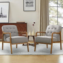 Linen Accent Chair Set of 2, Mid Century Modern Chair for Living Room, Upholstered Comfy Lounge Armchair with Solid Wood Frame, Reading Side Chair for Bedroom,105°Ergonomic Comfort, Grey by CozyNest Decor