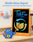 TEKFUN Toys for Girls Boys 10IN LCD Writing Tablet, Magic Doodle Board with Anti-Lost Stylus, Mess Free Coloring for Toddlers Drawing Pad, Toddler Travel Car Plane Trip Toys Gifts (Orange) by TinyTreasures Baby Boutique