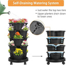 VECELO 5 Tier Vertical Garden Planter, Self Watering Stackable Planters with Wheels for Strawberries, Herbs, Flowers, Vegetables, Black by CozyNest Decor