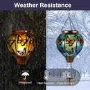 Butterfly Hot Air Balloon Solar Lantern, Solar Hot Air Balloon Flickering Flame Hanging Garden Light Candle LED Light Glass & Metal Waterproof Outdoor Lanterns Yard/Patio Decorative, Gift for Mom by GreenHaven Gardens