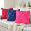 decorUhome Fall Throw Pillow Covers 16x16 Inch Set of 2, Soft Plush Decorative Faux Fur Dark Blue Solid Couch Pillow Covers, Accent Farmhouse Neutral Square Euro Pillow Cases for Sofa Bed Living Room by CozyNest Decor
