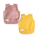 Tiny Twinkle Mess Proof Apron Bibs - 2 Pack Waterproof & Lightweight Baby Bibs for Led Weaning | 100% Recycled Polyester, Easy Clean & Machine Washable (Taupe Dandelion,Small 6-24 Months) by TinyTreasures Baby Boutique