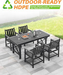 HDPE Patio Dining Set, 5-Piece Outdoor Table and Chairs with Umbrella Hole, Modern Outdoor Dining Set for 4, HDPE Outdoor Patio Furniture Dining Sets for Deck, Poolside, Porch, Obsidian by CozyNest Decor