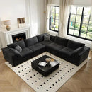 118" Cloud Couch Oversized Modular Sectional Sofa for Living Room,Modern Sofa with Deep Seat，V Shaped Boneless Couch,Comfy Upholstered Corduroy Couches for Apartment, Studio, Office,Bedroom，Black by CozyNest Decor
